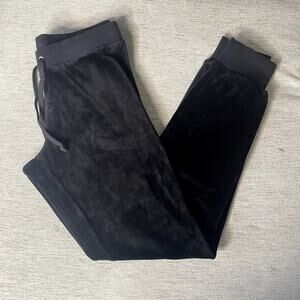 JUICY COUTURE Black Extra Small XS Velour Jogger Pants Lounge
